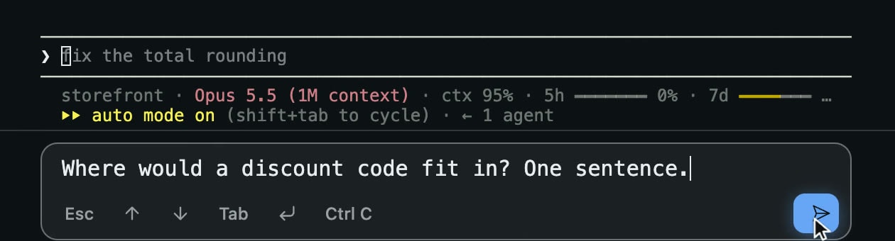 The same prompt box after the host allows typing, with a guest's question typed in and the send button lit