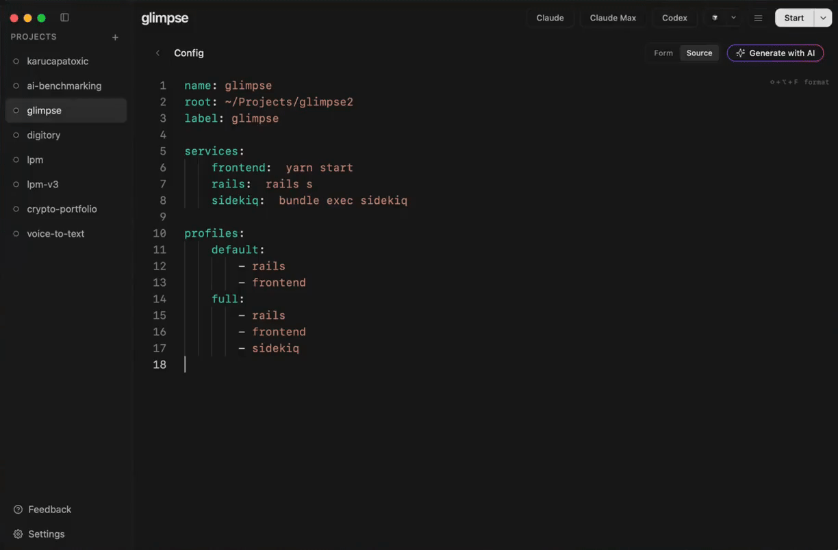 Running a project with multiple profiles in lpm desktop app